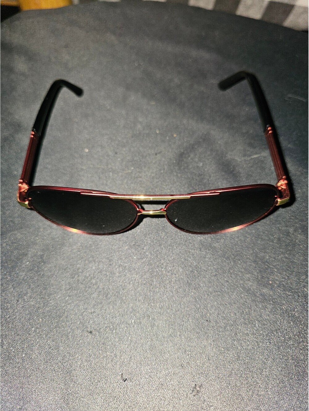 POR H SOS AP Red and Black Sunglasses with Gold Accents